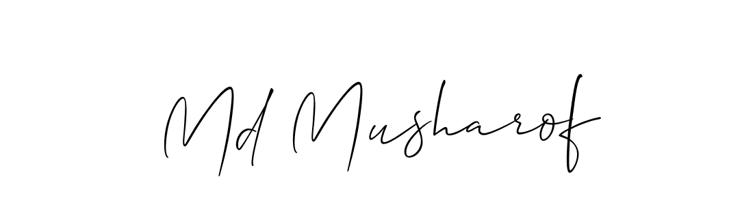 The best way (Allison_Script) to make a short signature is to pick only two or three words in your name. The name Md Musharof include a total of six letters. For converting this name. Md Musharof signature style 2 images and pictures png