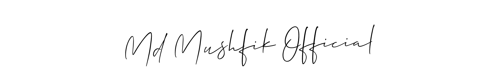 How to Draw Md Mushfik Official signature style? Allison_Script is a latest design signature styles for name Md Mushfik Official. Md Mushfik Official signature style 2 images and pictures png