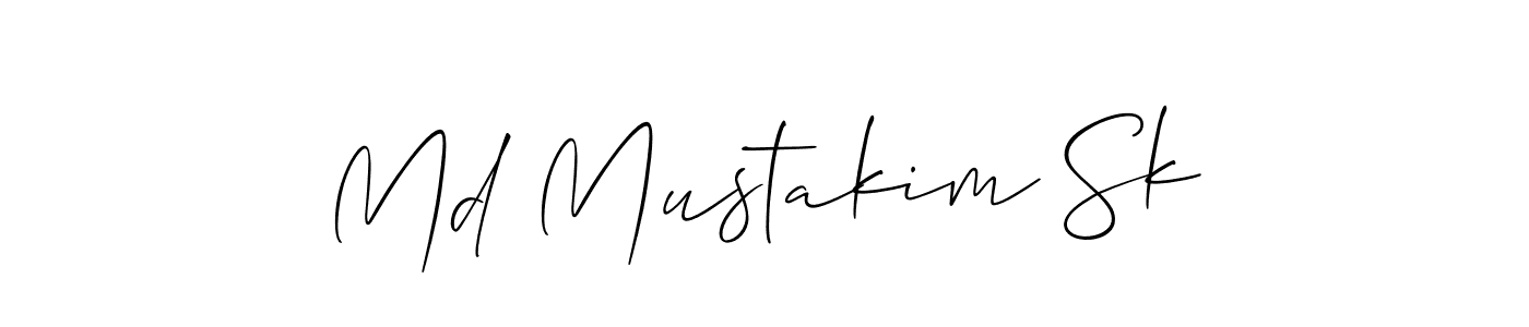 Allison_Script is a professional signature style that is perfect for those who want to add a touch of class to their signature. It is also a great choice for those who want to make their signature more unique. Get Md Mustakim Sk name to fancy signature for free. Md Mustakim Sk signature style 2 images and pictures png