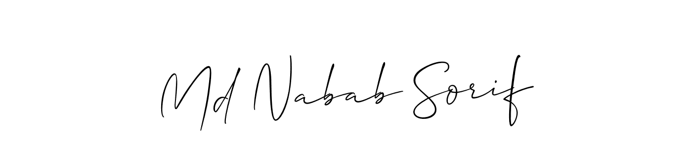 Also we have Md Nabab Sorif name is the best signature style. Create professional handwritten signature collection using Allison_Script autograph style. Md Nabab Sorif signature style 2 images and pictures png