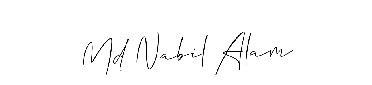 The best way (Allison_Script) to make a short signature is to pick only two or three words in your name. The name Md Nabil Alam include a total of six letters. For converting this name. Md Nabil Alam signature style 2 images and pictures png