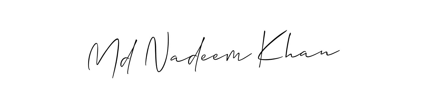 Create a beautiful signature design for name Md Nadeem Khan. With this signature (Allison_Script) fonts, you can make a handwritten signature for free. Md Nadeem Khan signature style 2 images and pictures png