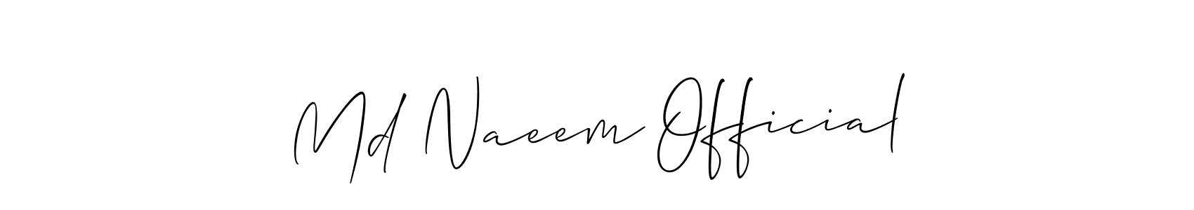 Make a short Md Naeem Official signature style. Manage your documents anywhere anytime using Allison_Script. Create and add eSignatures, submit forms, share and send files easily. Md Naeem Official signature style 2 images and pictures png