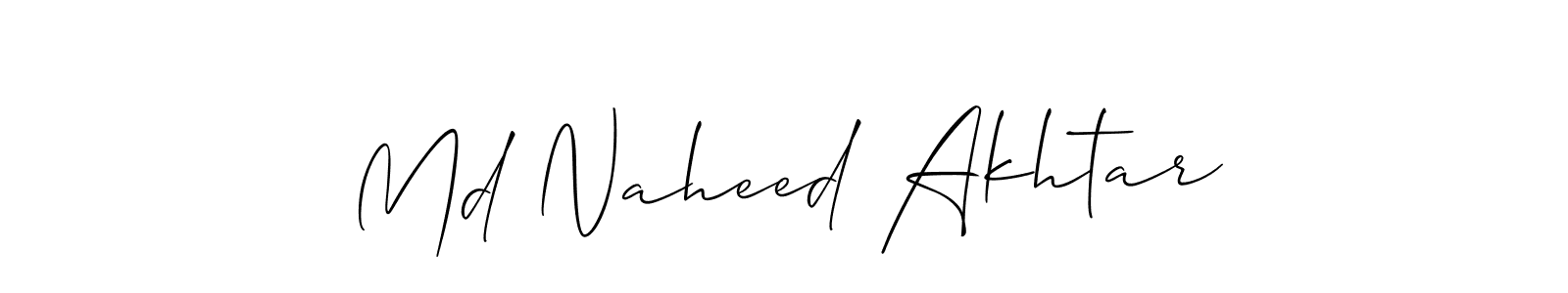 Allison_Script is a professional signature style that is perfect for those who want to add a touch of class to their signature. It is also a great choice for those who want to make their signature more unique. Get Md Naheed Akhtar name to fancy signature for free. Md Naheed Akhtar signature style 2 images and pictures png