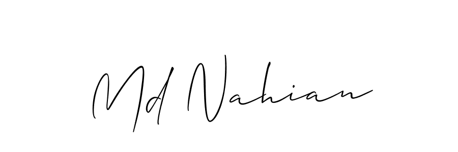 Use a signature maker to create a handwritten signature online. With this signature software, you can design (Allison_Script) your own signature for name Md Nahian. Md Nahian signature style 2 images and pictures png