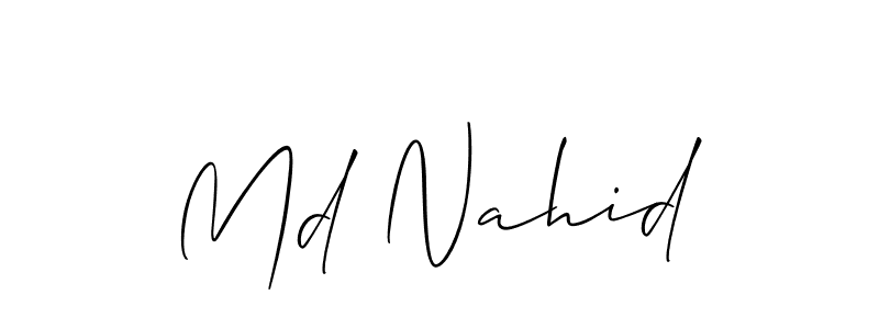 Make a short Md Nahid signature style. Manage your documents anywhere anytime using Allison_Script. Create and add eSignatures, submit forms, share and send files easily. Md Nahid signature style 2 images and pictures png