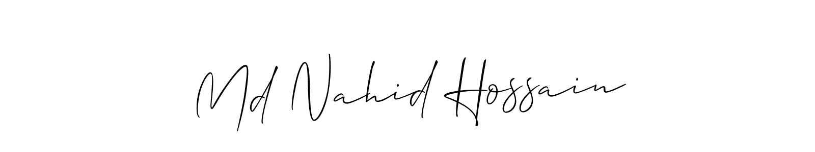 This is the best signature style for the Md Nahid Hossain name. Also you like these signature font (Allison_Script). Mix name signature. Md Nahid Hossain signature style 2 images and pictures png