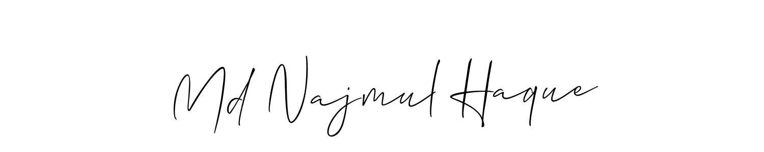 The best way (Allison_Script) to make a short signature is to pick only two or three words in your name. The name Md Najmul Haque include a total of six letters. For converting this name. Md Najmul Haque signature style 2 images and pictures png
