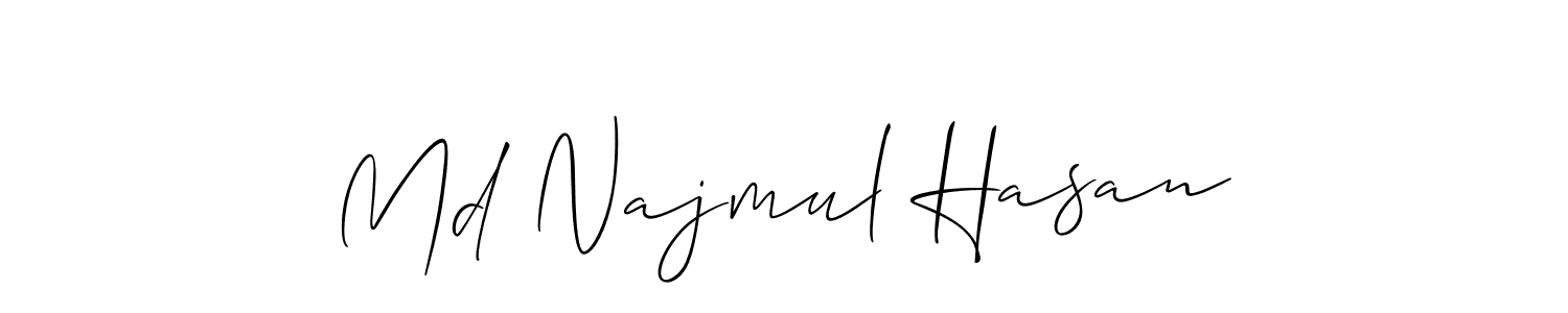 The best way (Allison_Script) to make a short signature is to pick only two or three words in your name. The name Md Najmul Hasan include a total of six letters. For converting this name. Md Najmul Hasan signature style 2 images and pictures png