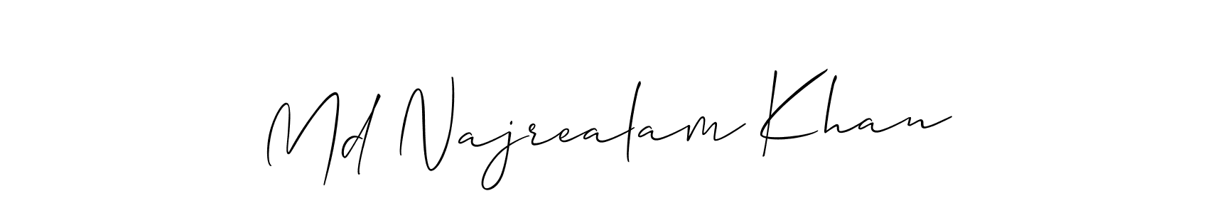 It looks lik you need a new signature style for name Md Najrealam Khan. Design unique handwritten (Allison_Script) signature with our free signature maker in just a few clicks. Md Najrealam Khan signature style 2 images and pictures png