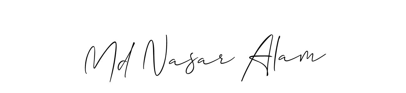 Allison_Script is a professional signature style that is perfect for those who want to add a touch of class to their signature. It is also a great choice for those who want to make their signature more unique. Get Md Nasar Alam name to fancy signature for free. Md Nasar Alam signature style 2 images and pictures png