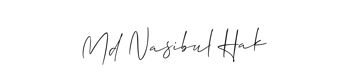 The best way (Allison_Script) to make a short signature is to pick only two or three words in your name. The name Md Nasibul Hak include a total of six letters. For converting this name. Md Nasibul Hak signature style 2 images and pictures png