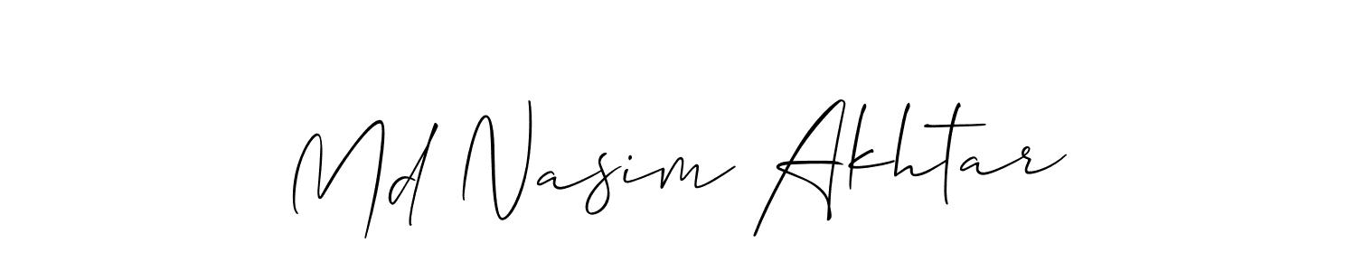 How to make Md Nasim Akhtar name signature. Use Allison_Script style for creating short signs online. This is the latest handwritten sign. Md Nasim Akhtar signature style 2 images and pictures png