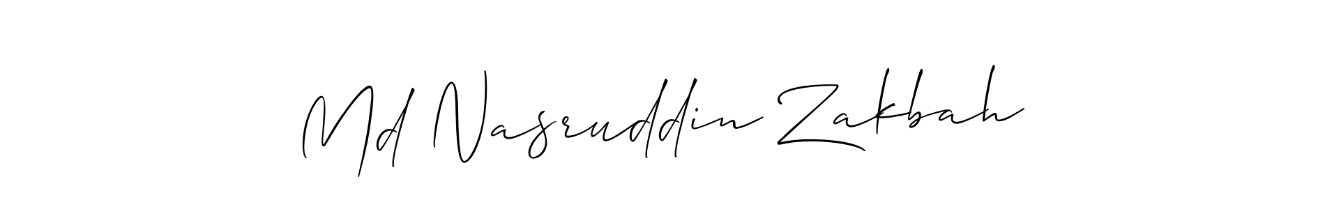 Make a beautiful signature design for name Md Nasruddin Zakbah. With this signature (Allison_Script) style, you can create a handwritten signature for free. Md Nasruddin Zakbah signature style 2 images and pictures png