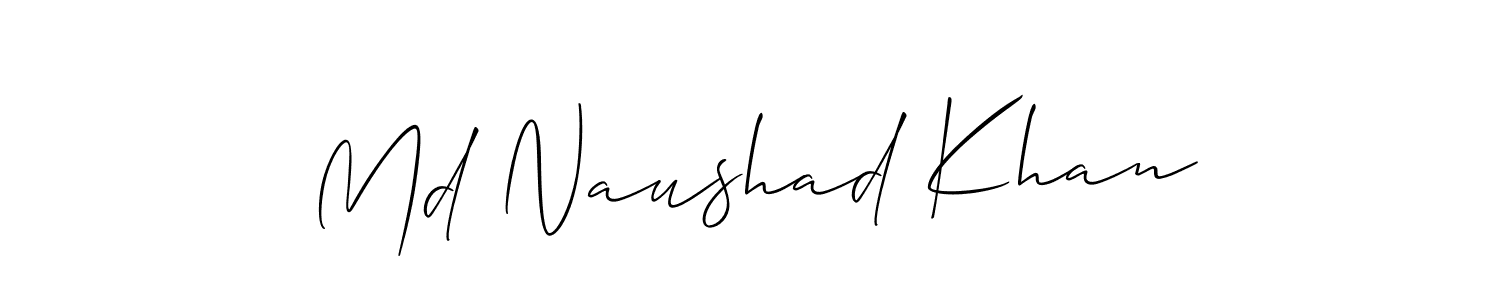 Allison_Script is a professional signature style that is perfect for those who want to add a touch of class to their signature. It is also a great choice for those who want to make their signature more unique. Get Md Naushad Khan name to fancy signature for free. Md Naushad Khan signature style 2 images and pictures png