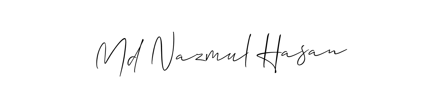 The best way (Allison_Script) to make a short signature is to pick only two or three words in your name. The name Md Nazmul Hasan include a total of six letters. For converting this name. Md Nazmul Hasan signature style 2 images and pictures png