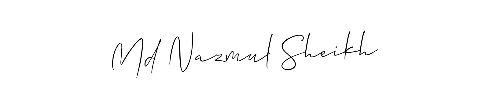 Make a short Md Nazmul Sheikh signature style. Manage your documents anywhere anytime using Allison_Script. Create and add eSignatures, submit forms, share and send files easily. Md Nazmul Sheikh signature style 2 images and pictures png