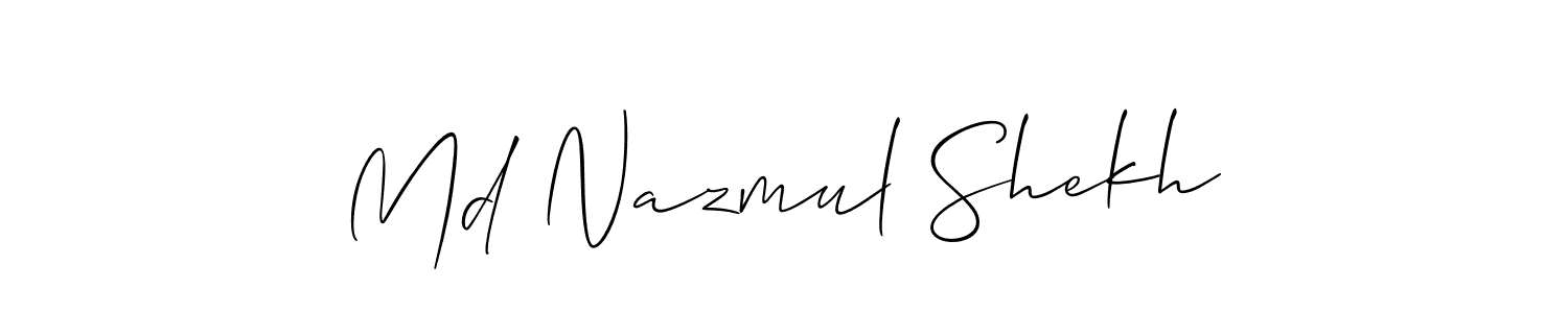 Make a short Md Nazmul Shekh signature style. Manage your documents anywhere anytime using Allison_Script. Create and add eSignatures, submit forms, share and send files easily. Md Nazmul Shekh signature style 2 images and pictures png