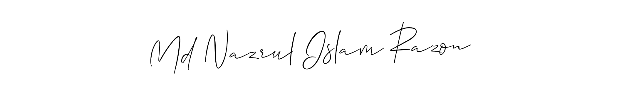How to make Md Nazrul Islam Razon name signature. Use Allison_Script style for creating short signs online. This is the latest handwritten sign. Md Nazrul Islam Razon signature style 2 images and pictures png