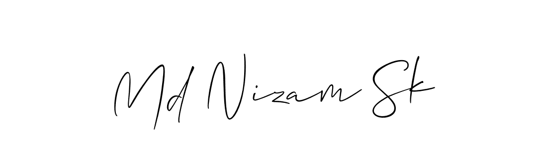 Use a signature maker to create a handwritten signature online. With this signature software, you can design (Allison_Script) your own signature for name Md Nizam Sk. Md Nizam Sk signature style 2 images and pictures png