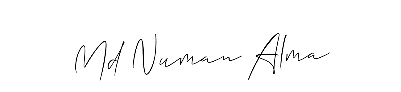 Use a signature maker to create a handwritten signature online. With this signature software, you can design (Allison_Script) your own signature for name Md Numan Alma. Md Numan Alma signature style 2 images and pictures png