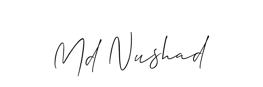 Also we have Md Nushad name is the best signature style. Create professional handwritten signature collection using Allison_Script autograph style. Md Nushad signature style 2 images and pictures png