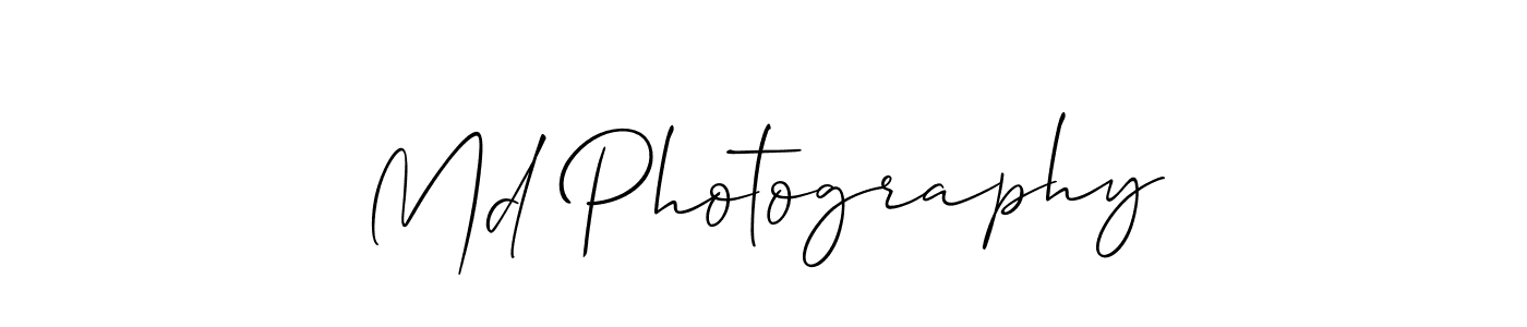 Use a signature maker to create a handwritten signature online. With this signature software, you can design (Allison_Script) your own signature for name Md Photography. Md Photography signature style 2 images and pictures png