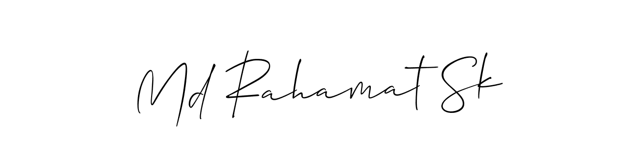 The best way (Allison_Script) to make a short signature is to pick only two or three words in your name. The name Md Rahamat Sk include a total of six letters. For converting this name. Md Rahamat Sk signature style 2 images and pictures png