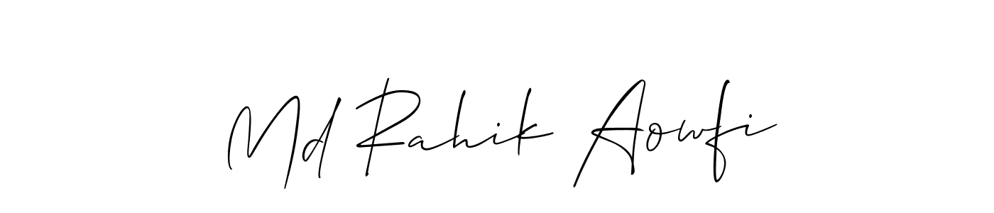 You should practise on your own different ways (Allison_Script) to write your name (Md Rahik Aowfi) in signature. don't let someone else do it for you. Md Rahik Aowfi signature style 2 images and pictures png