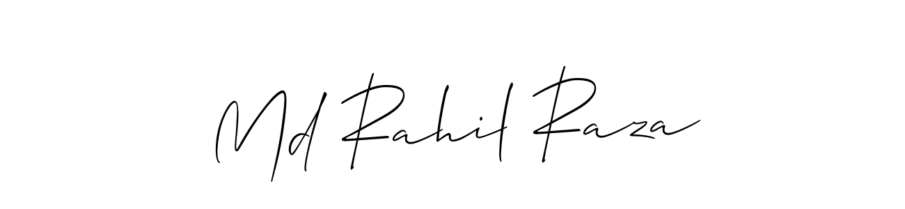 The best way (Allison_Script) to make a short signature is to pick only two or three words in your name. The name Md Rahil Raza include a total of six letters. For converting this name. Md Rahil Raza signature style 2 images and pictures png