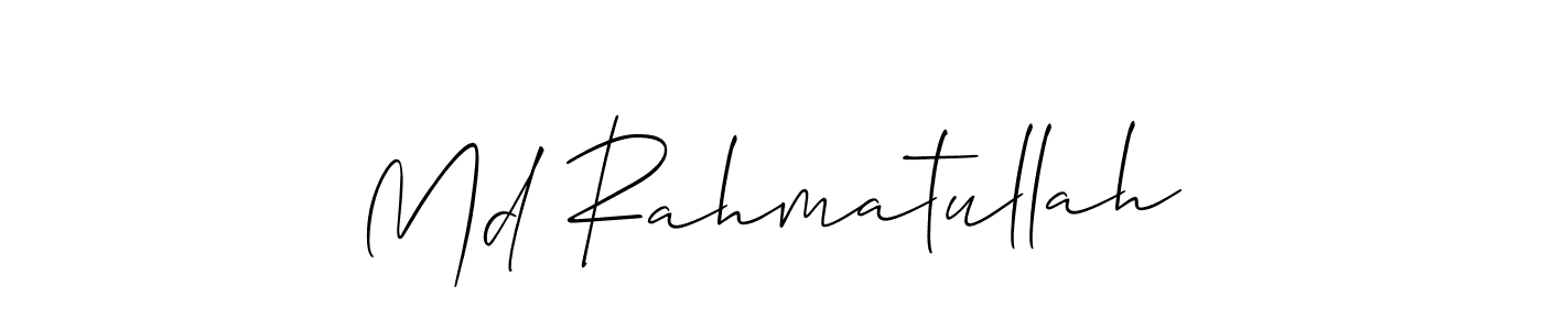 The best way (Allison_Script) to make a short signature is to pick only two or three words in your name. The name Md Rahmatullah include a total of six letters. For converting this name. Md Rahmatullah signature style 2 images and pictures png