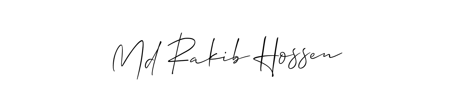 The best way (Allison_Script) to make a short signature is to pick only two or three words in your name. The name Md Rakib Hossen include a total of six letters. For converting this name. Md Rakib Hossen signature style 2 images and pictures png