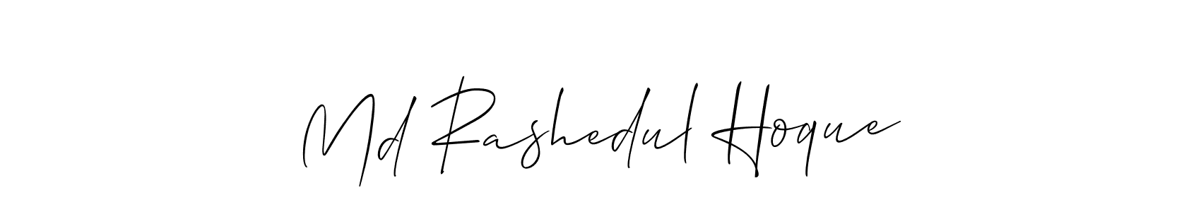 The best way (Allison_Script) to make a short signature is to pick only two or three words in your name. The name Md Rashedul Hoque include a total of six letters. For converting this name. Md Rashedul Hoque signature style 2 images and pictures png