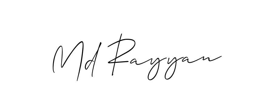 Make a beautiful signature design for name Md Rayyan. With this signature (Allison_Script) style, you can create a handwritten signature for free. Md Rayyan signature style 2 images and pictures png