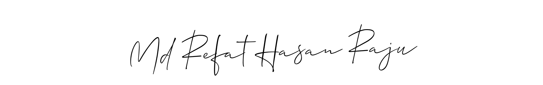 The best way (Allison_Script) to make a short signature is to pick only two or three words in your name. The name Md Refat Hasan Raju include a total of six letters. For converting this name. Md Refat Hasan Raju signature style 2 images and pictures png