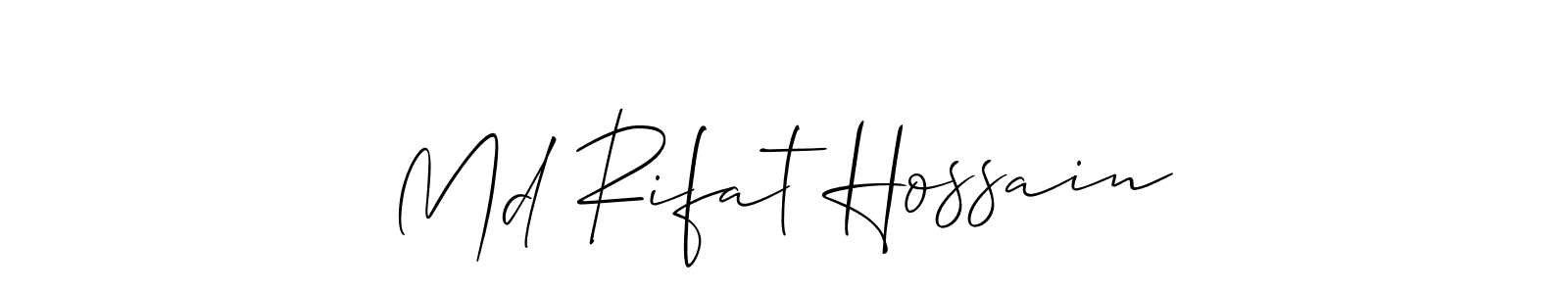 Allison_Script is a professional signature style that is perfect for those who want to add a touch of class to their signature. It is also a great choice for those who want to make their signature more unique. Get Md Rifat Hossain name to fancy signature for free. Md Rifat Hossain signature style 2 images and pictures png