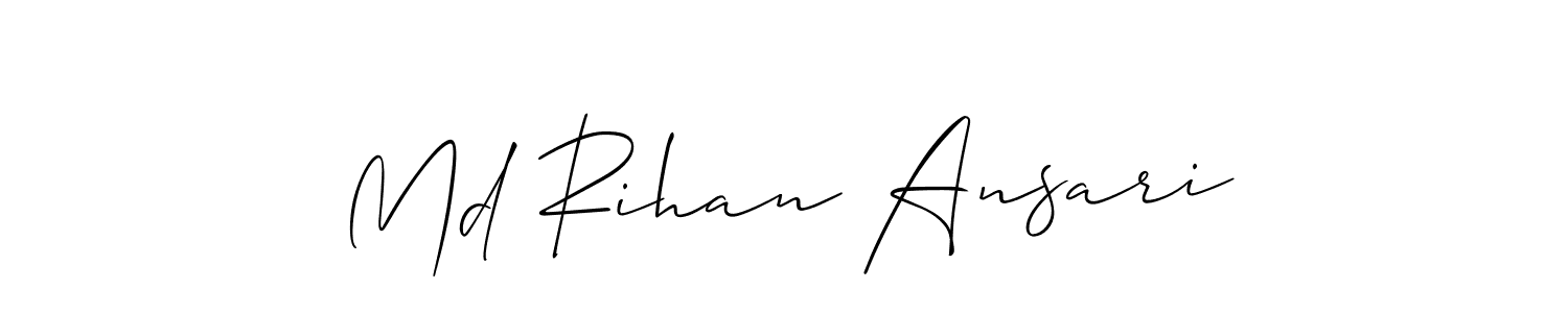 The best way (Allison_Script) to make a short signature is to pick only two or three words in your name. The name Md Rihan Ansari include a total of six letters. For converting this name. Md Rihan Ansari signature style 2 images and pictures png