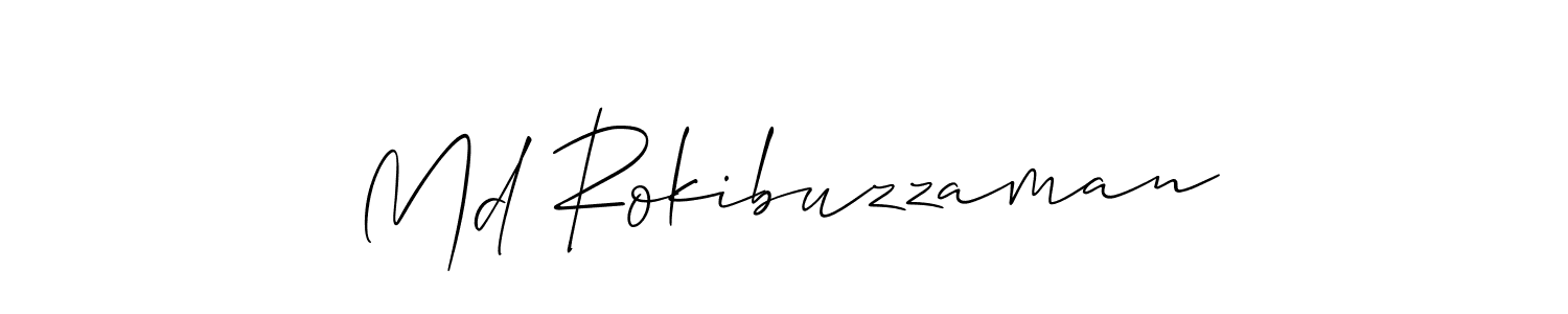 The best way (Allison_Script) to make a short signature is to pick only two or three words in your name. The name Md Rokibuzzaman include a total of six letters. For converting this name. Md Rokibuzzaman signature style 2 images and pictures png