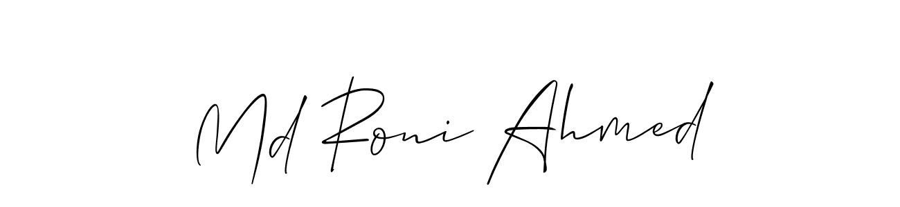 Make a beautiful signature design for name Md Roni Ahmed. With this signature (Allison_Script) style, you can create a handwritten signature for free. Md Roni Ahmed signature style 2 images and pictures png