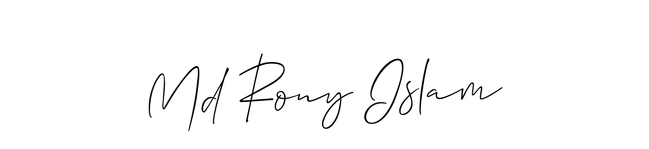 Create a beautiful signature design for name Md Rony Islam. With this signature (Allison_Script) fonts, you can make a handwritten signature for free. Md Rony Islam signature style 2 images and pictures png