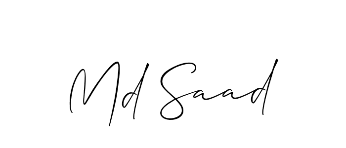 It looks lik you need a new signature style for name Md Saad. Design unique handwritten (Allison_Script) signature with our free signature maker in just a few clicks. Md Saad signature style 2 images and pictures png