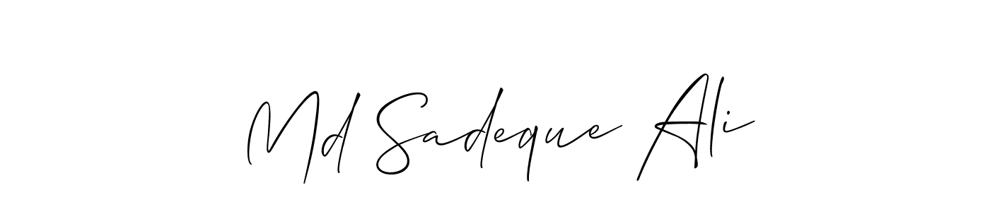 The best way (Allison_Script) to make a short signature is to pick only two or three words in your name. The name Md Sadeque Ali include a total of six letters. For converting this name. Md Sadeque Ali signature style 2 images and pictures png