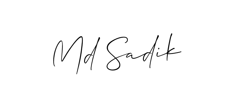 Make a short Md Sadik signature style. Manage your documents anywhere anytime using Allison_Script. Create and add eSignatures, submit forms, share and send files easily. Md Sadik signature style 2 images and pictures png