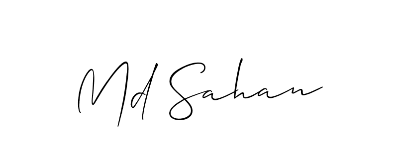 The best way (Allison_Script) to make a short signature is to pick only two or three words in your name. The name Md Sahan include a total of six letters. For converting this name. Md Sahan signature style 2 images and pictures png