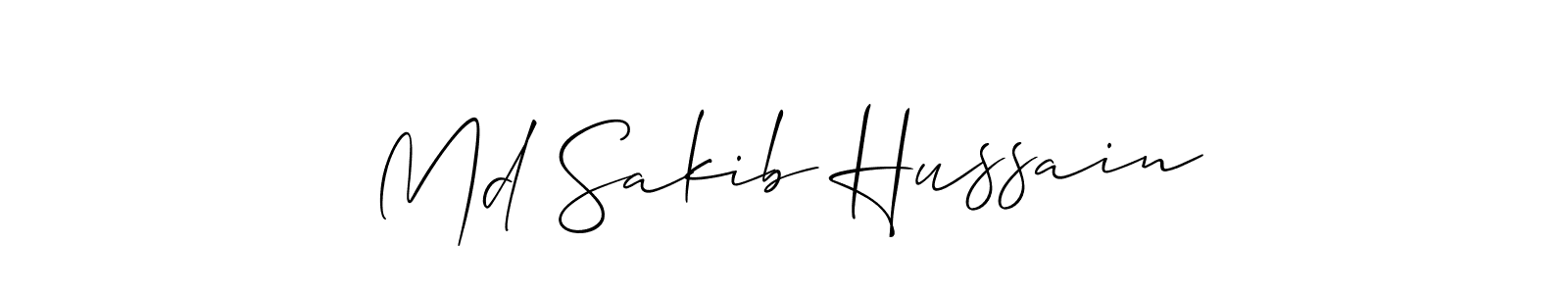 The best way (Allison_Script) to make a short signature is to pick only two or three words in your name. The name Md Sakib Hussain include a total of six letters. For converting this name. Md Sakib Hussain signature style 2 images and pictures png