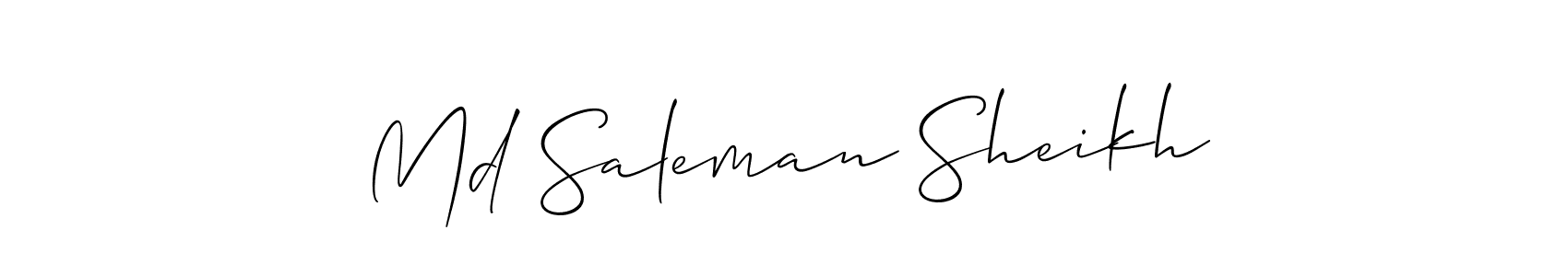 Make a beautiful signature design for name Md Saleman Sheikh. With this signature (Allison_Script) style, you can create a handwritten signature for free. Md Saleman Sheikh signature style 2 images and pictures png