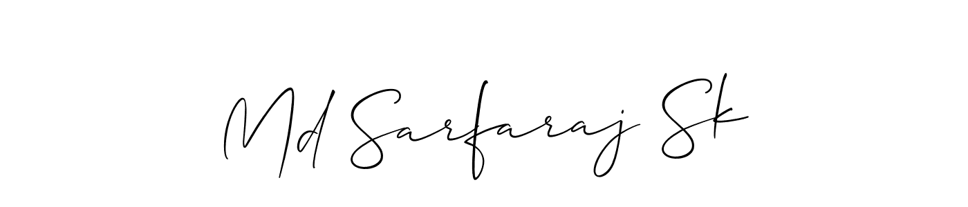 The best way (Allison_Script) to make a short signature is to pick only two or three words in your name. The name Md Sarfaraj Sk include a total of six letters. For converting this name. Md Sarfaraj Sk signature style 2 images and pictures png