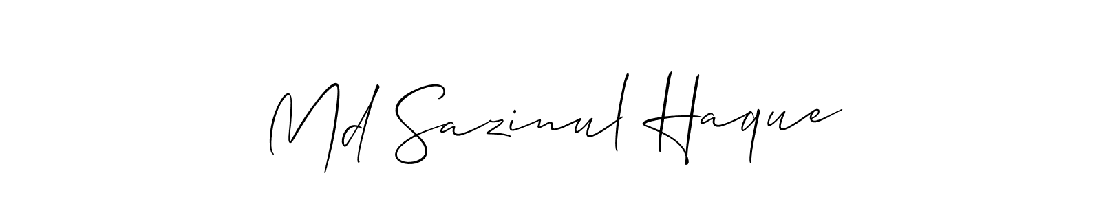 Make a short Md Sazinul Haque signature style. Manage your documents anywhere anytime using Allison_Script. Create and add eSignatures, submit forms, share and send files easily. Md Sazinul Haque signature style 2 images and pictures png