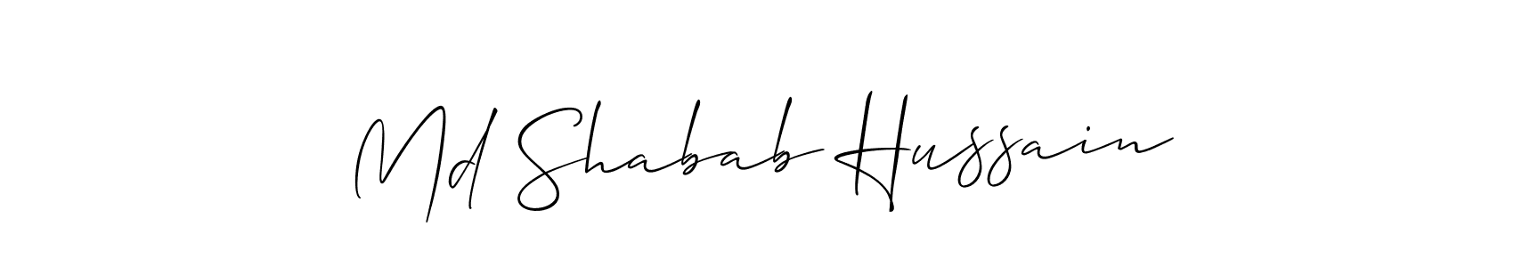 Use a signature maker to create a handwritten signature online. With this signature software, you can design (Allison_Script) your own signature for name Md Shabab Hussain. Md Shabab Hussain signature style 2 images and pictures png