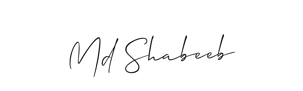 The best way (Allison_Script) to make a short signature is to pick only two or three words in your name. The name Md Shabeeb include a total of six letters. For converting this name. Md Shabeeb signature style 2 images and pictures png